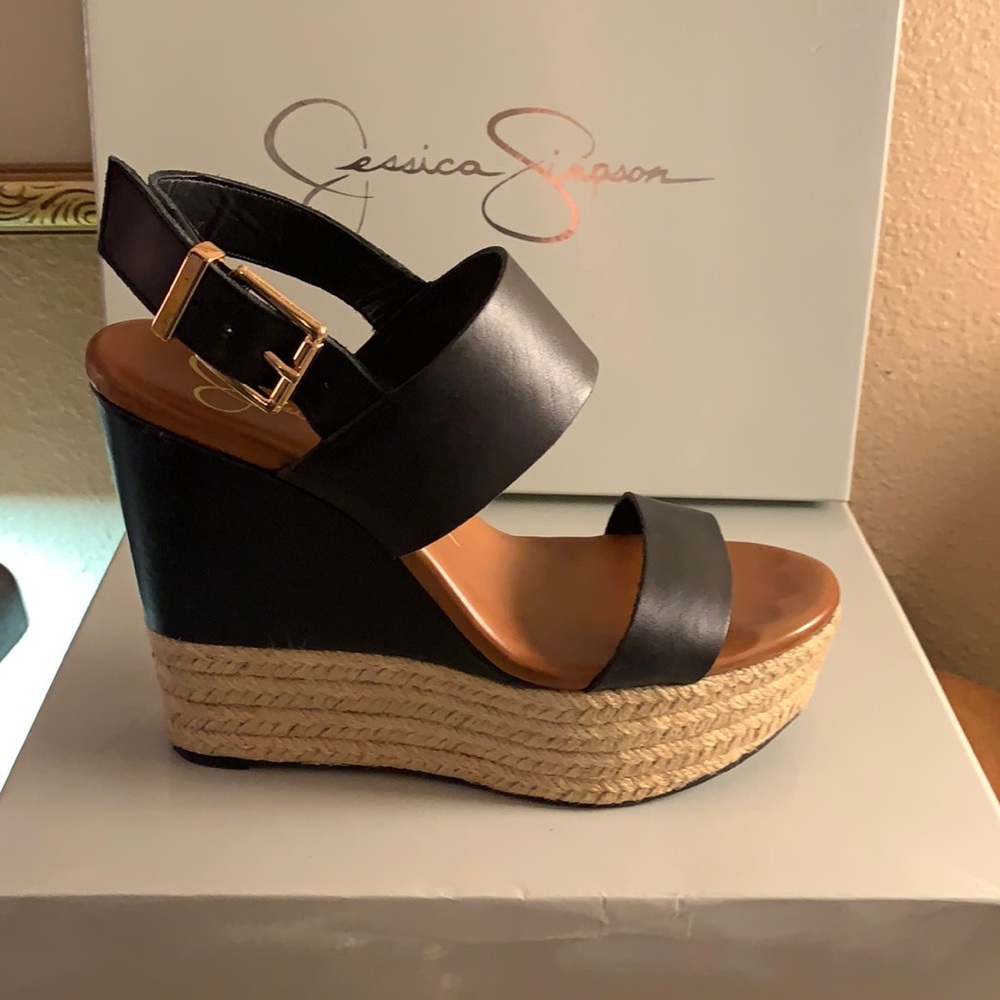 Jessica Simpson Sz 7 Wedge Platform Leather Sandal